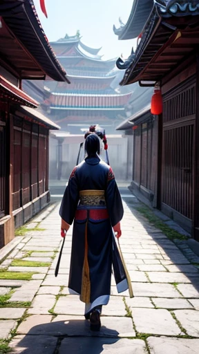 Ancient Chinese woman walking alone