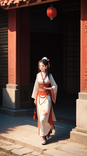 Ancient Chinese woman walking alone