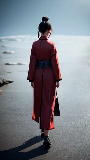 Ancient Chinese woman walking alone