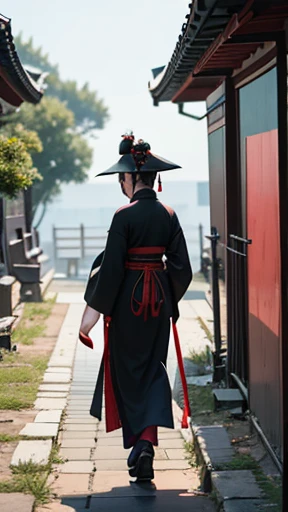 Ancient Chinese woman walking alone