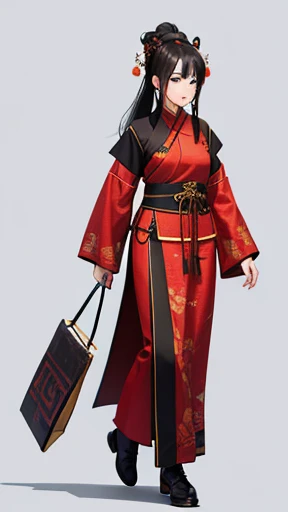Ancient Chinese woman walking alone