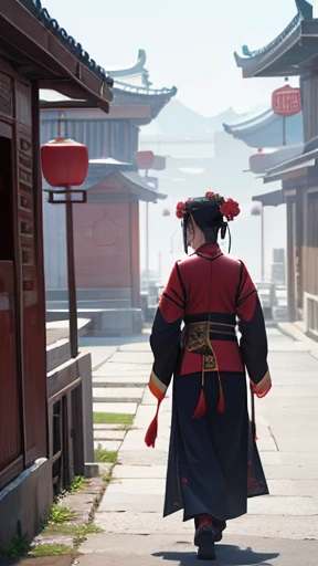 Ancient Chinese woman walking alone