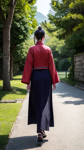 Ancient Chinese woman walking alone