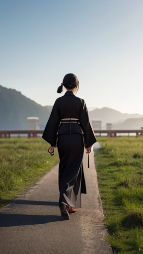 Ancient Chinese woman walking alone