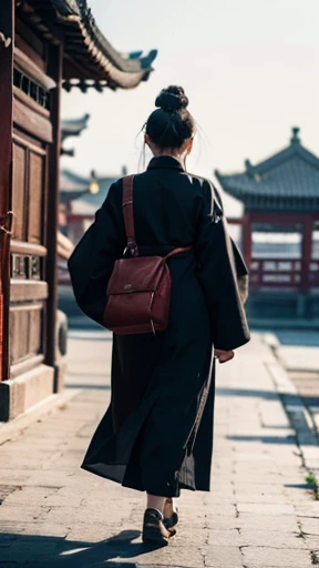 Ancient Chinese woman walking alone