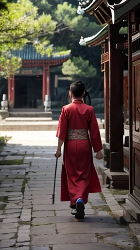 Ancient Chinese woman walking alone