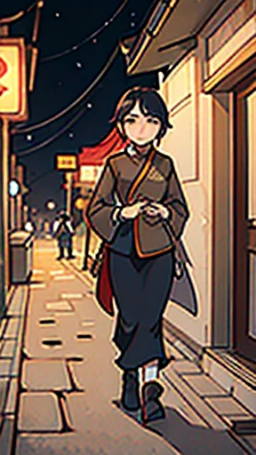 Ancient Chinese woman walking alone
