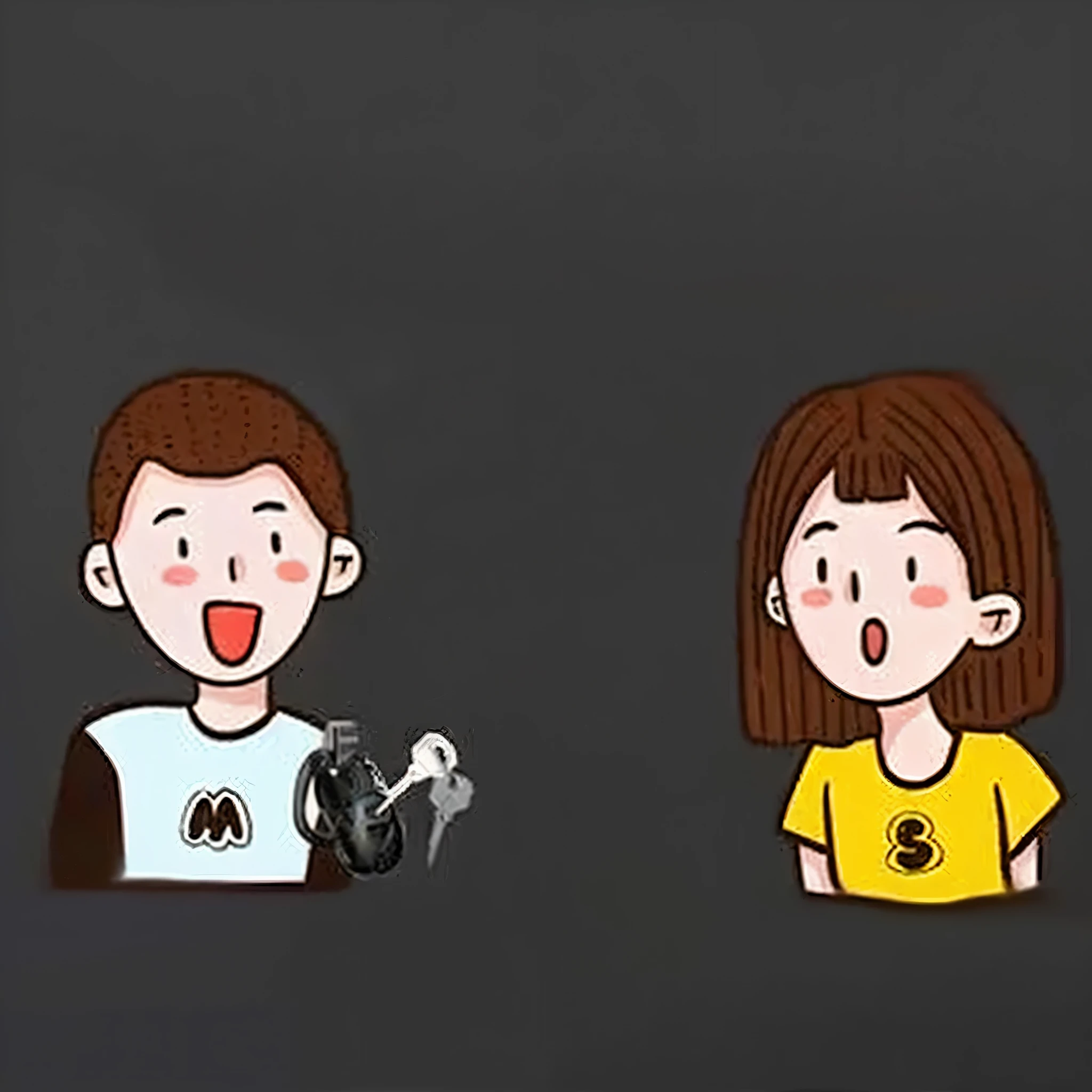 cartoon of a men and women with a camera and a microphone, Boys and Girls, cute cartoon, male and female, hand painted Cartoon art style, High-quality fanart, Cartoon and simple, Lovely artwork, men and women, illustration, Animation Style, Cartoon art style, The growth of a couple, Simple cartoon style, Simple cartoon style, animated illustration style