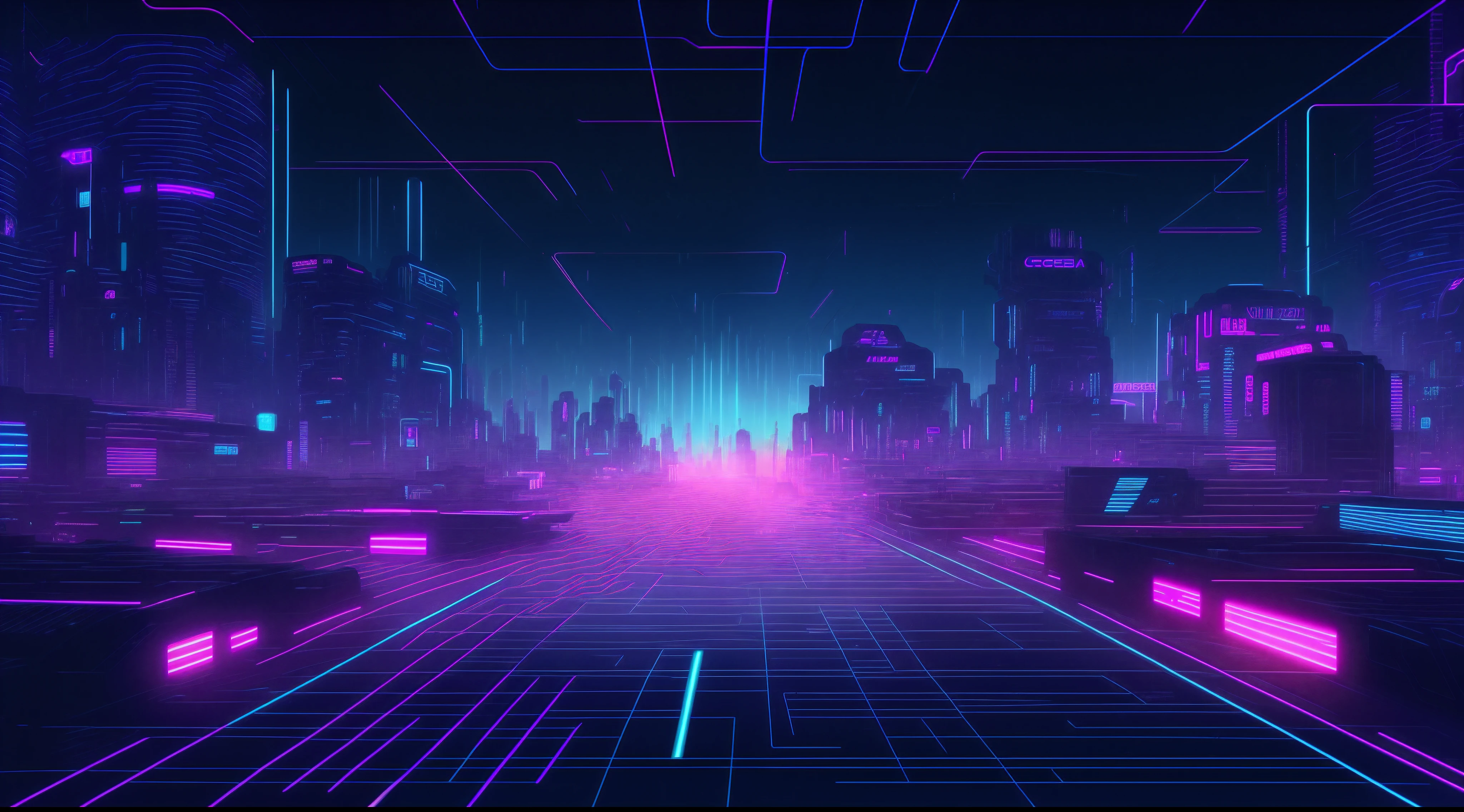 A futuristic city filled with neon lights and neon grids, In a futuristic cyberpunk city, Synthwave City, Cybernetic city background, Future city streets, Cyberpunk atmosphere, Scenery of Cyberpunk City, Cyberpunk Cityscape, Detailed Neon Cyberpunk City, Cyberpunk Background, Futuristic Cyberpunk City, Scenery of Cyberpunk City, Cyberpunk aesthetics, Background is neon metropolis, Cyberpunk City, Futuristic Street
