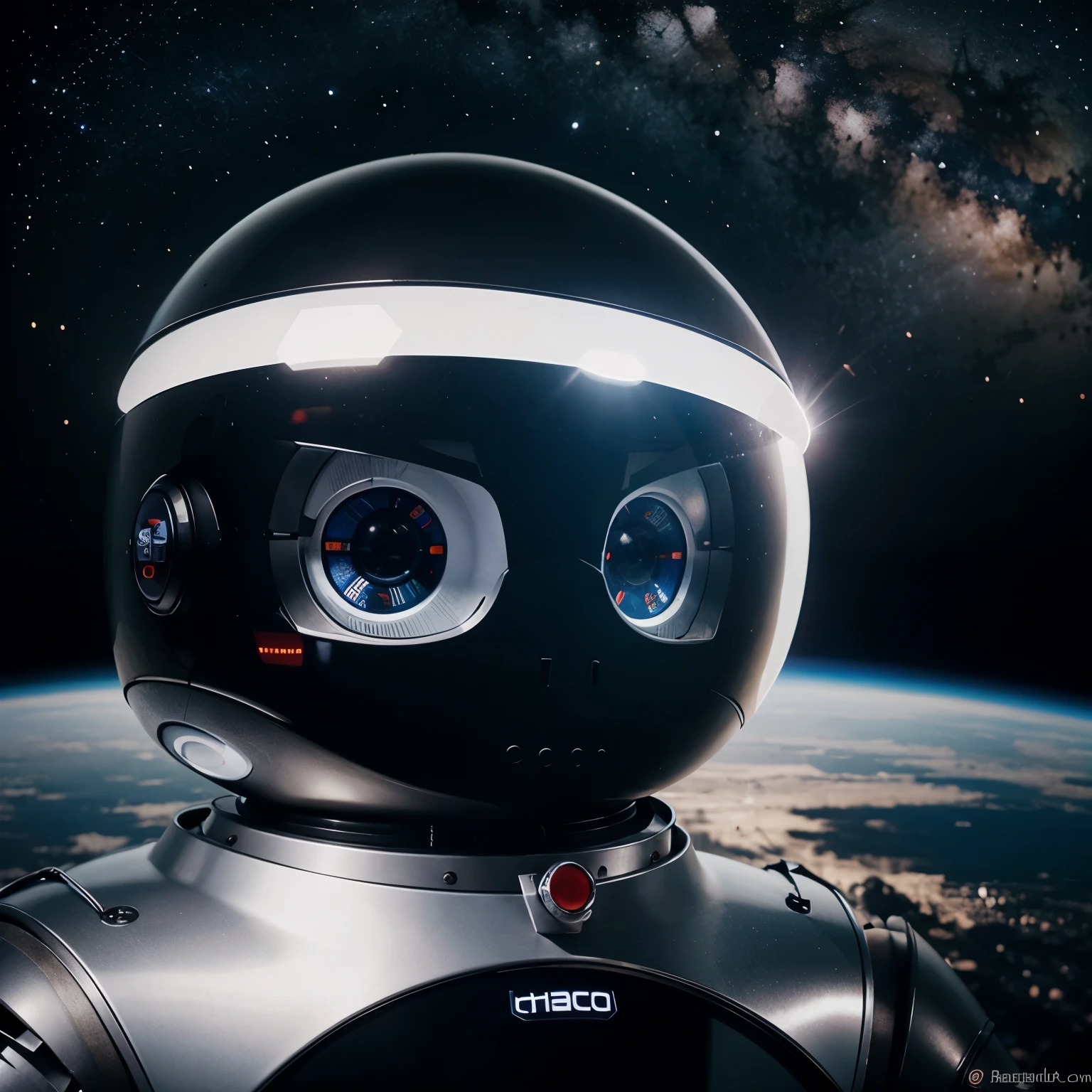 Dibujo de un robot viendo el espacio 
