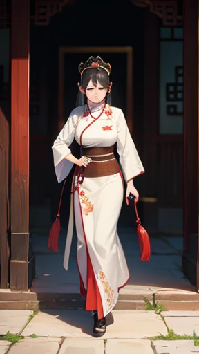 Ancient Chinese woman walking alone