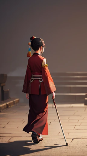 Ancient Chinese woman walking alone