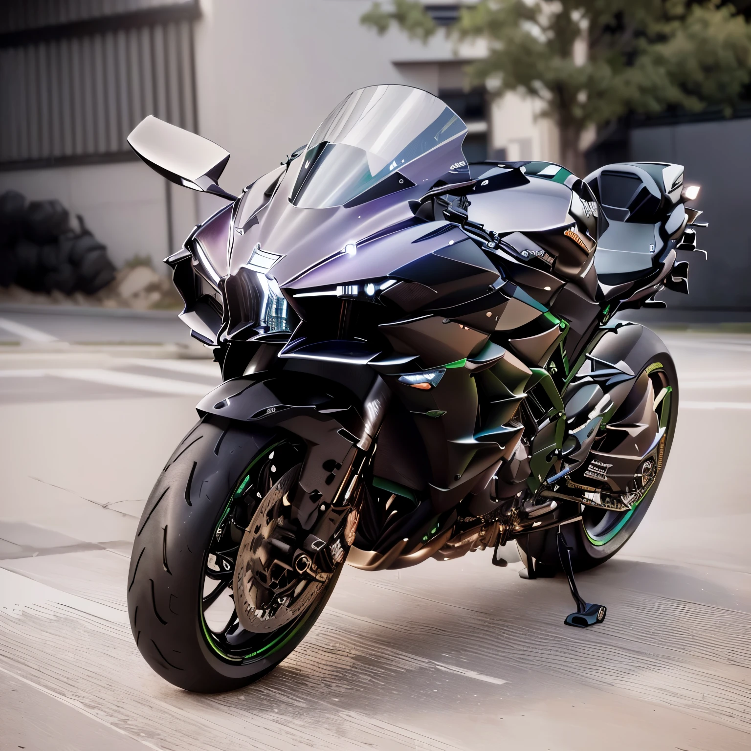 Kawasaki Ninja H2R masterpiece, best quality, (extremely detailed CG unity 8k wallpaper), (best quality), (best illustration), (best shadow), realistic lighting, (Abyss), beautiful detailed glow, 