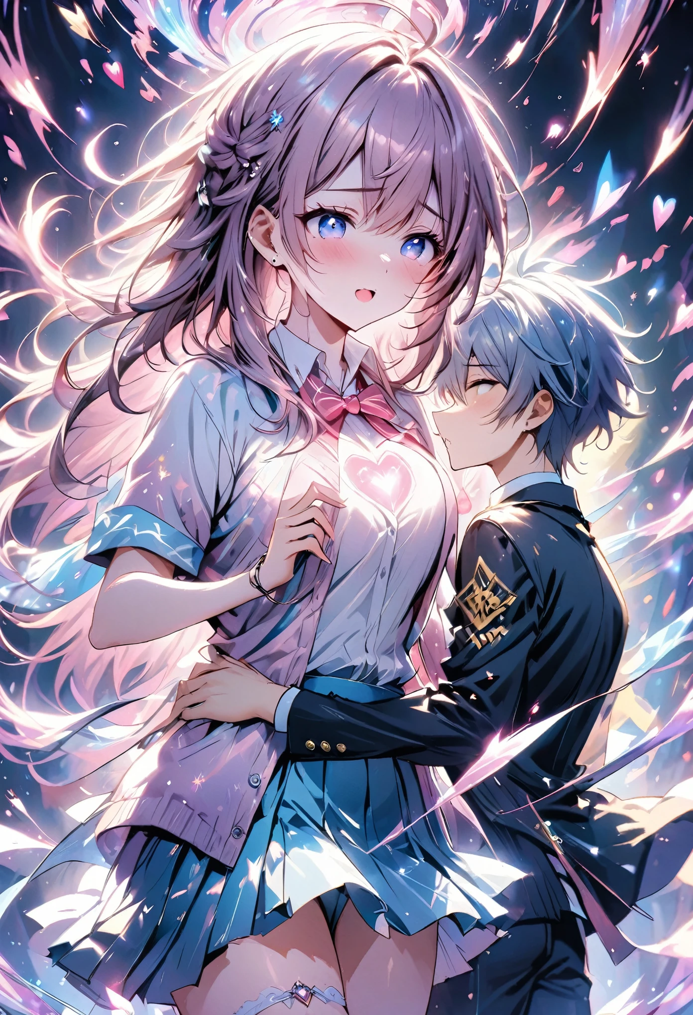 Couple, high school student, School, love confession, heart, pink, magic