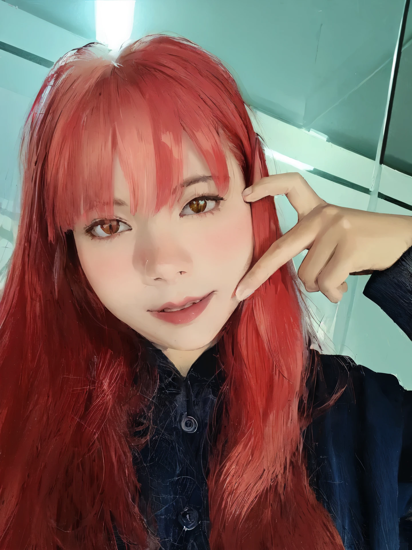 best quality, masterpiece, highres, solo, {natsu_bluearchive:1.15}, red_hair, hime cut long_hair, side_ponytail, halo, red_eyes, ahoge, blush, bangs, serafuku, hair_ornament, 1girl, parted_lips, sailor_collar, school_uniform, simple_background, white_background, looking_at_viewer, neckerchief, red_neckerchief, black_sailor_collar, portrait, yellow eyes, cat eyes