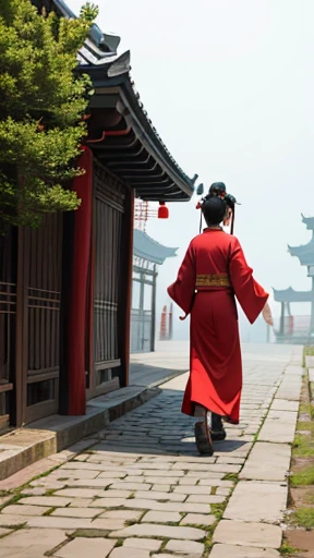 Ancient Chinese woman walking alone