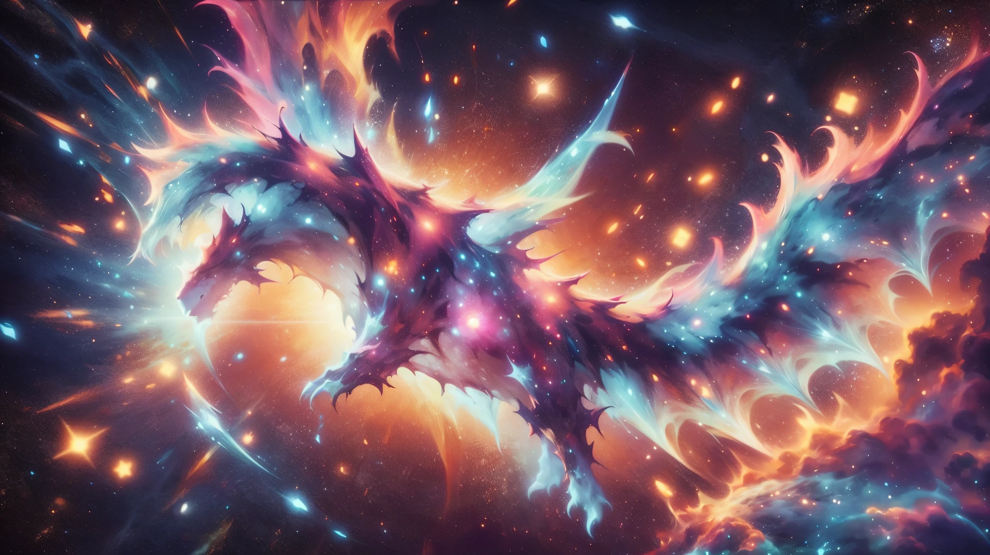 Nebula, beautiful stars, detailed, ulta realistic, dragon shape nebula