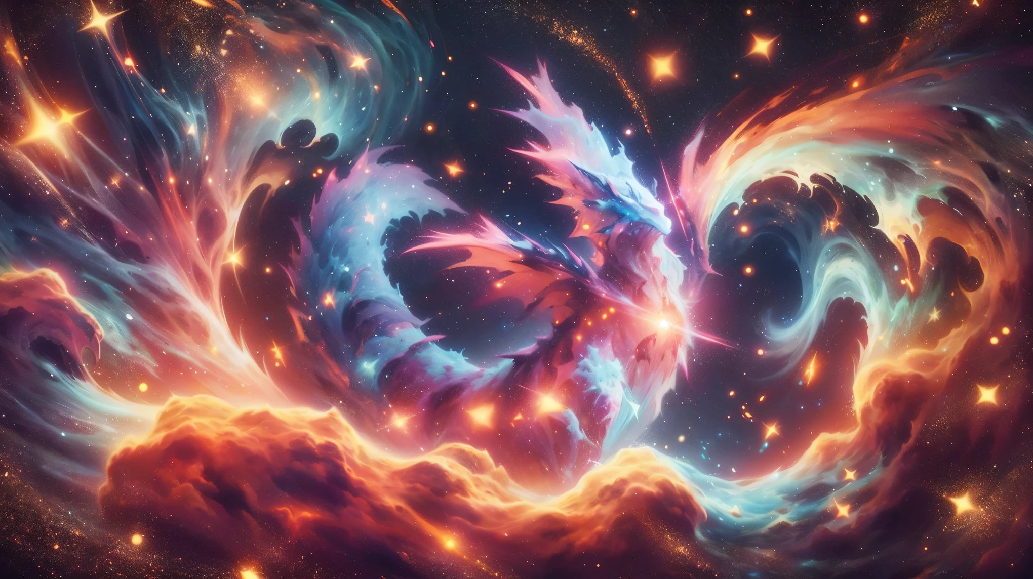 Nebula, beautiful stars, detailed, ulta realistic, dragon shape nebula