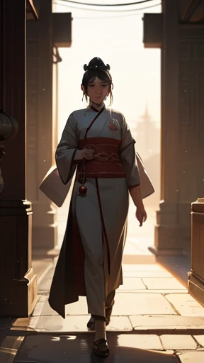 Ancient Chinese woman walking alone