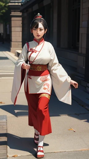 Ancient Chinese woman walking alone