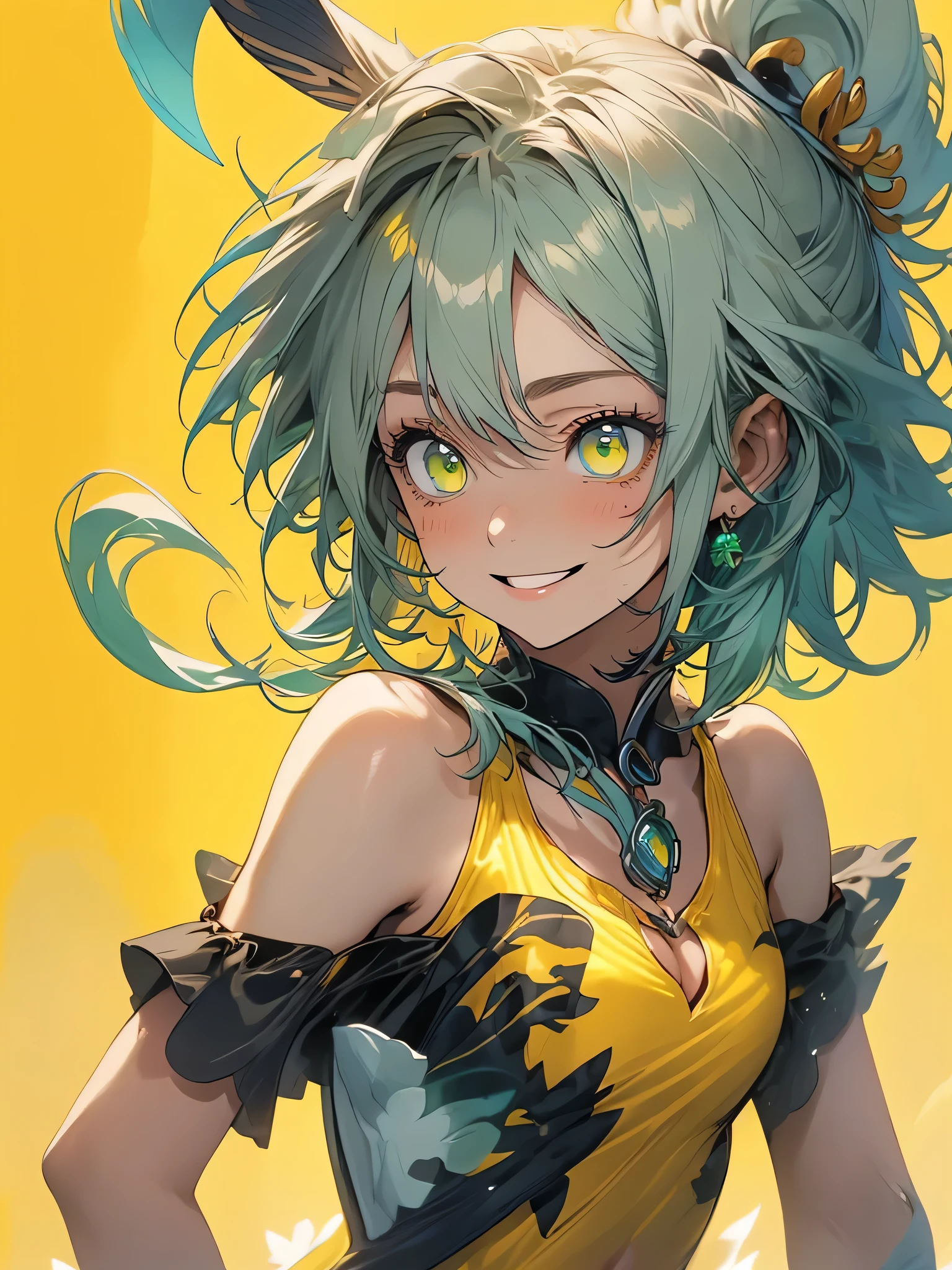 (Shiny skin,Melancholic expression、Very detailed),((1 girl)),(Perfect Face, Detailed face, Beautiful Eyes,Perfect hands,Perfect Fingers), (Medium chest:1.2,Wicked Smile:1.4),(Mature Woman:1.4),Cowboy Shot,embarrassing incident、thick,throw, (From below:1.4),short hair, Straight HARE,((Black dress))、((8k wallpaper)),Bare Chest,Cleavage, window,The chest comes out,Transparent clothes、(((Yellow background:1.5)))、Place your arms behind your back、EMPose according to bust size、(A gust of wind blowing from beneath your feet:1.2)、terrace、((Make sure nothing is visible except the person))、((Black long lace)),index, (Green Eyes:1.5), ((Gray Hair)), Long Hair, habit,sit、Thin legs,Open towel、Pantascular Pussy、Squat、ginkgo leaf、Yellow tree、Yellow across the board、Reveal