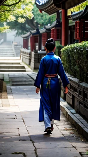 Ancient Chinese woman walking alone