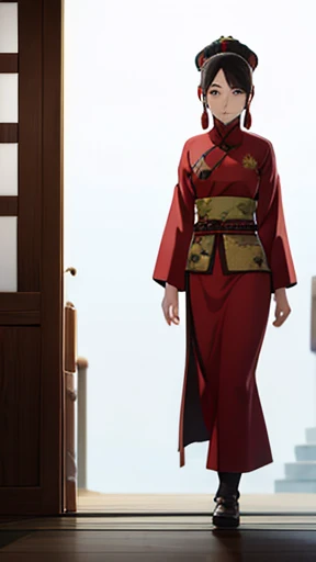 Ancient Chinese woman walking alone