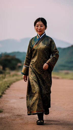 Ancient Chinese woman walking alone