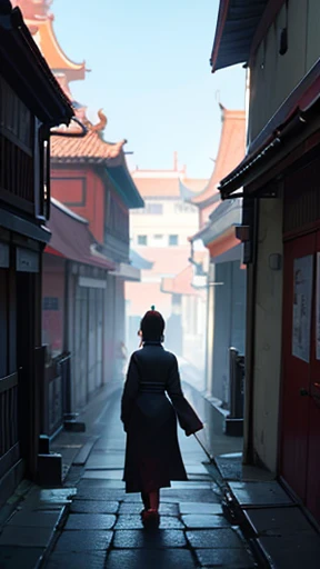 Ancient Chinese woman walking alone