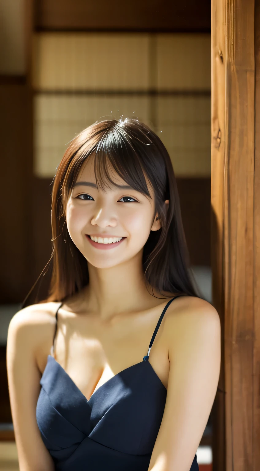 Japanese ),((beautiful girl)),An expression that imagines something pleasant:1.2,(perfect body beauty:1.2),((perfect body)),(shy smile),beautiful teeth,