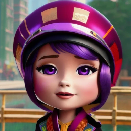 (((Burgundy hair)))Purple powder series((future technology)) HD Helmet,thoughtfully