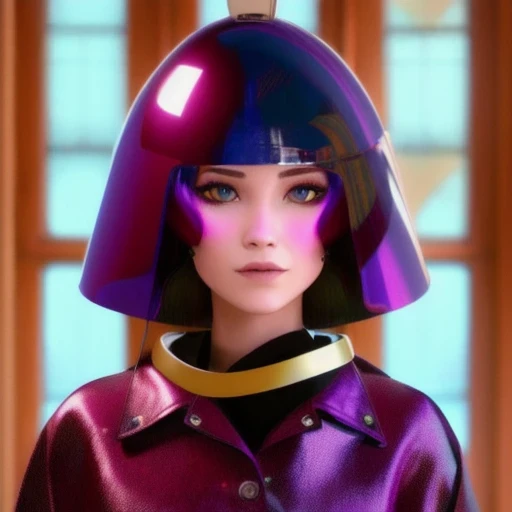 (((Burgundy hair)))Purple powder series((future technology)) HD Helmet,thoughtfully