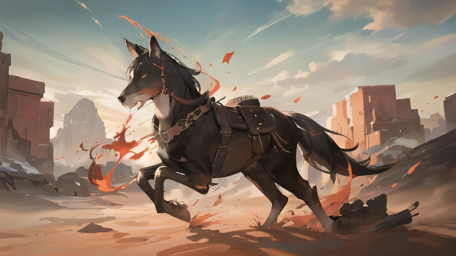 Create a single powerful ancient bloody boss coyote. Capaz de asesinar humanos. En medio del desierto. Debe de ser majestuoso y distintivo e llamativo. give more power. There must only be one and it must be ready for the hunt. Que se vea peligroso y sangriento, Something small. Don't forget that you should see his entire beautiful body and how a powerful final boss