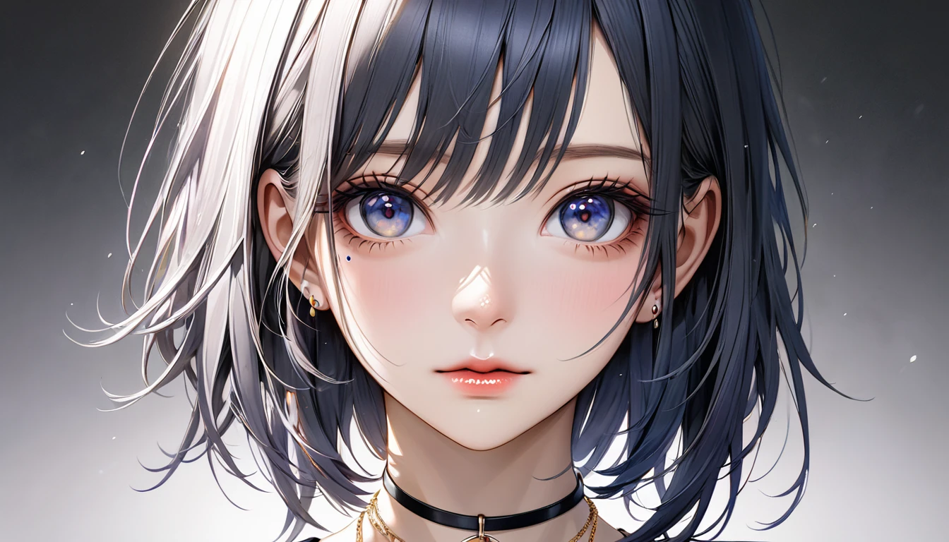 Anime girl with nose piercing and necklace, Gveiz-style artwork, Gveiz, Anime realism style, Realistic art style, Realistic anime art style, [ 4k digital art ]!!, Detailed portrait of an anime girl, Anime realism, Stunning Anime Face Portraits, 🤤 Portrait of a Girl, Realistic Digital Art 4K, Realistic Digital Art 4K