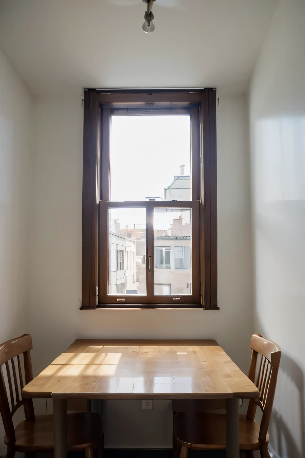 Window side,with table overlapping the wall, no blurry vision