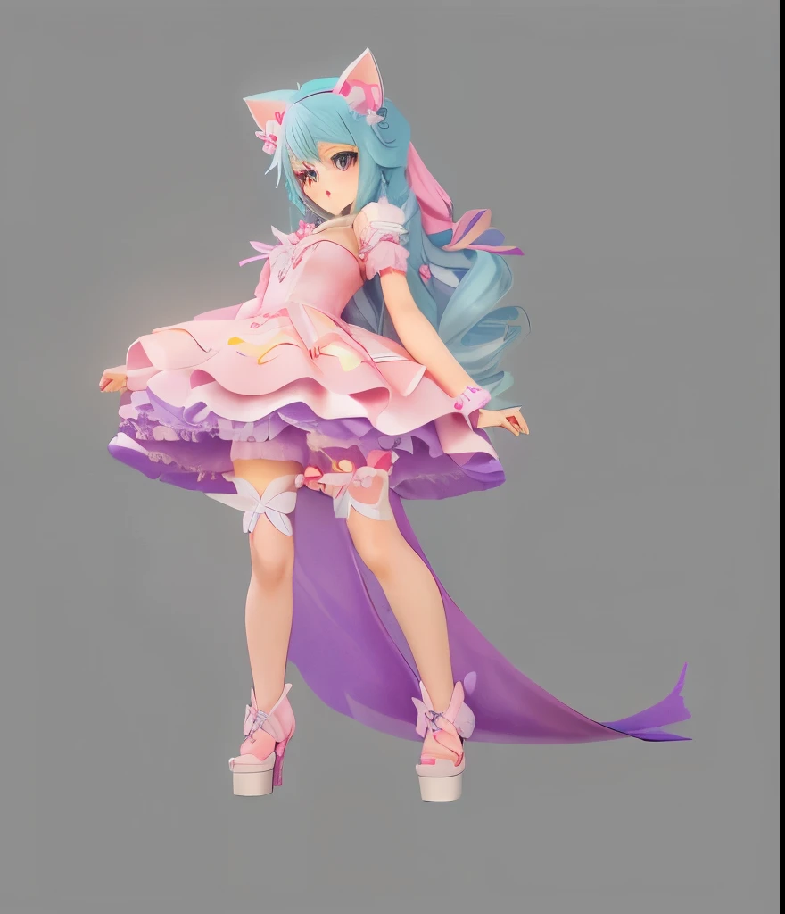 anime girl in a pink dress with a cat ears and tail, in dress, anime styled 3d, miku, made in paint tool sai2, very beautiful anime cat girl, made with anime painter studio, anime moe artstyle, anime stylized, anime catgirl, attractive cat girl, female furry mini cute style, painted in anime painter studio