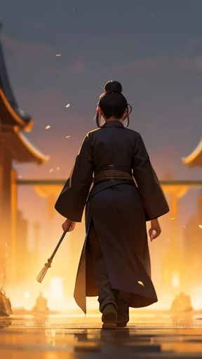 Ancient Chinese woman walking alone