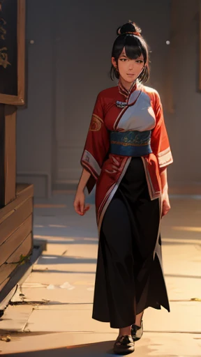 Ancient Chinese woman walking alone