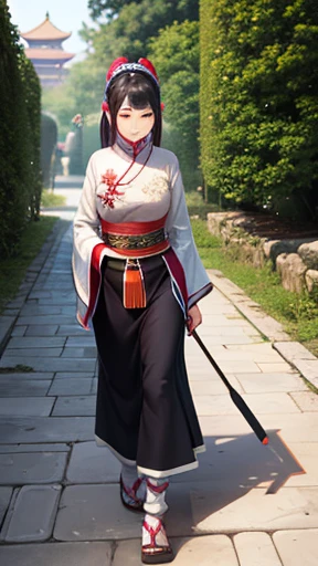 Ancient Chinese woman walking alone