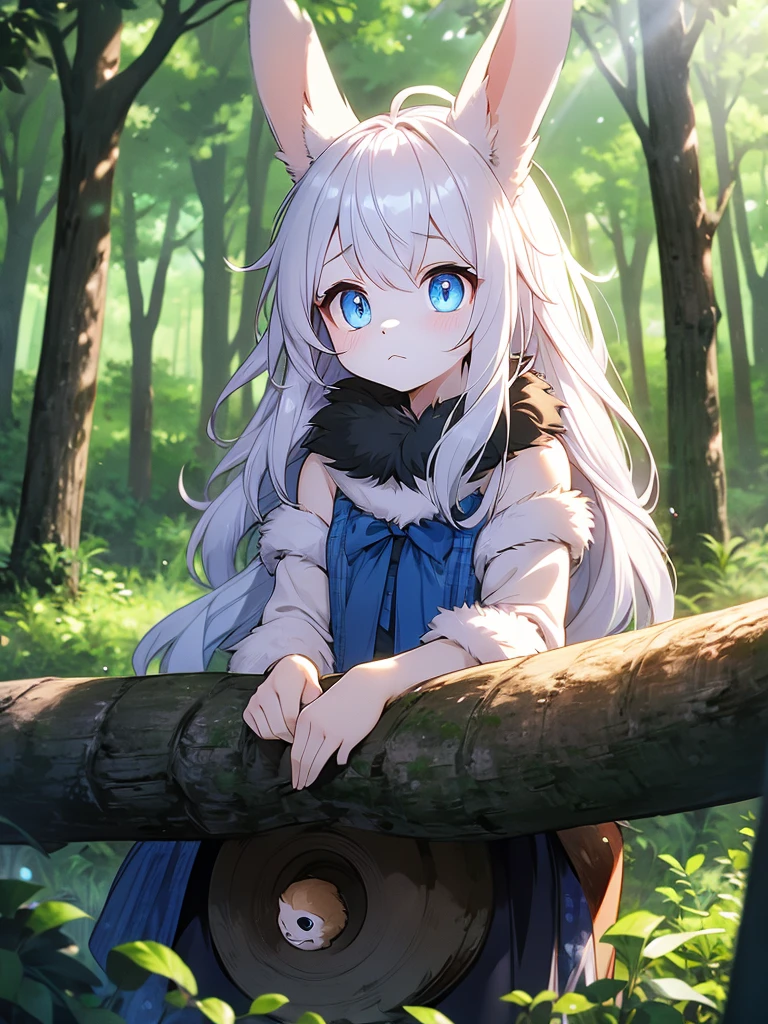 quality\(8K,Extremely detailed CG unit wallpaper, masterpiece,high resolution,top-quality,top-quality real texture skin,Surrealism,提high resolution,RAW photos,Best quality,Very detailed,,light,Ray Tracing,Golden Ratio\),furry，furry，hairy，hairy，White Tiger Maiden，White Tiger Maiden，全身White hair，White Hair，White hair，Snow background，Snow and ice theme，Hanfu，Hanfu下摆，遮住大腿的Hanfu下摆，穿着Hanfu，中式Hanfu，black vs white，Holding a long sword，Sword in hand，Martial arts style，Martial arts theme，Holding a long sword的White Tiger Maiden，Close-up，Close up close-up of the whole body，Girl squatting on the ground，Girl sitting on a stone，Girl sitting on a boulder，Holding a long sword，Highlight the role，Sassy，Cold，poker face，Loose long hair，Loose long hair，Cold气质