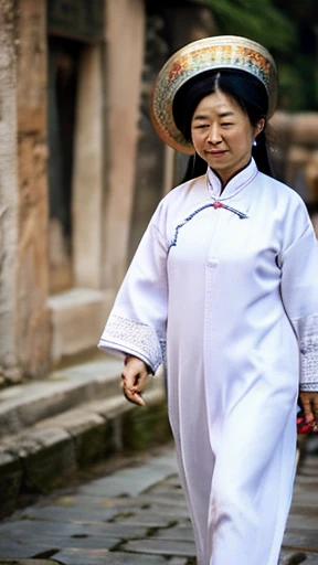 Ancient Chinese woman walking alone