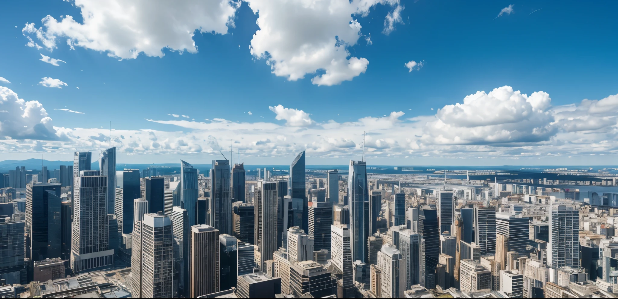 city exterior,City,Panorama ,Overlooking,Sky with white clouds,HD