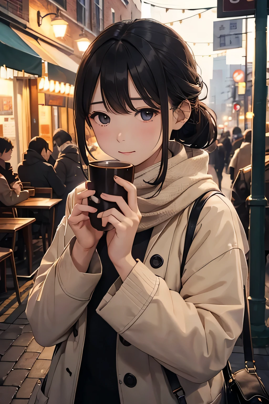 highest quality、High resolution、Detailed Background、(Beautiful face in every detail:1.4)、Anatomically correct、(Draw the usual number of fingers:1.2)、(Detailed facial expressions)、(Detailed eyes:1.2)、(Detailed eyes:1.2)、Beautiful, smooth skin、Teenage beauty、(Highly detailed face:1.4)、
Black Hair、ponytail、Bobcut、Hairstyles that add waves and curls、Perfect body line、Solitude and silence、An ennui atmosphere、Create unique moods and emotions、
Calm autumn scenery、wood々Slowly begins to change color、The scene is fleeting yet beautiful.、An ennui mood begins to drift through the city.、The withering wind blows through、I hear the leaves falling、people々Wear a light coat and scarf.、Walking slowly、As if time was passing slowly、people々There is a quiet melancholy in his expression.、
While sitting on the terrace of a cafe、Drinking coffee with one person、There is a view of the city ahead.、wood々The leaves are swaying in the wind、There are other people around、Just the sound of quiet conversation or the sound of a book being read、A deep silence spreads、The air is cold、But it's comfortable、among them、Indulge in your own thoughts、
At dusk, the street lights begin to glow dimly.、people々Little by little, I head home、The hustle and bustle of the city gradually subsides、Silence prevails、The withering winds are getting stronger、Feeling the cold、but、That feeling of loneliness is comfortable、It's as if I'm adapting to the changing seasons、It's like sorting out your inner feelings.、
At night、The city begins to sparkle faintly、The street lights and store lights、Gently lighting up the entire city、Lonely walkers appeared one by one.、Walking while casting a shadow、With a nostalgic feeling、An ennui atmosphereが漂う