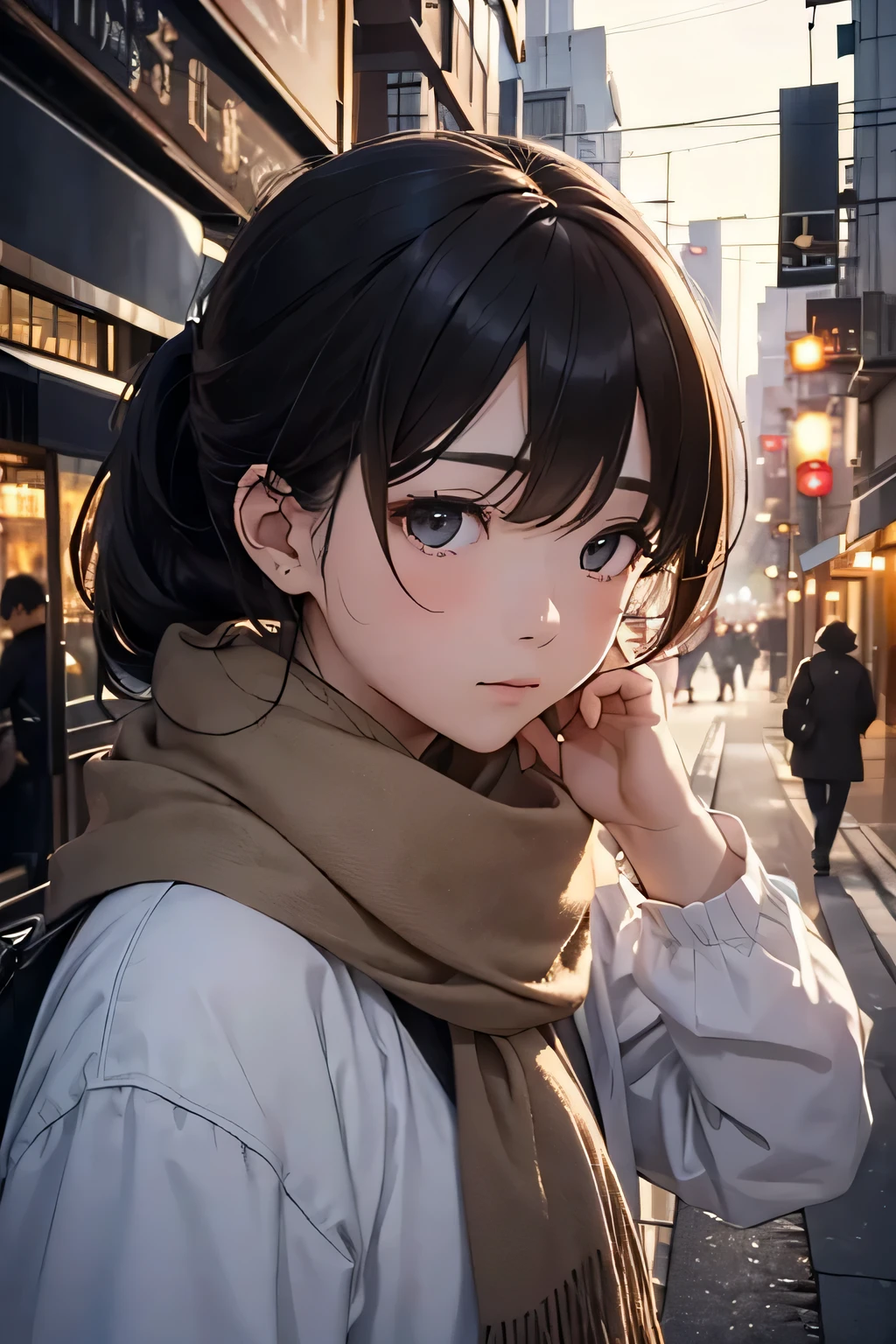 highest quality、High resolution、Detailed Background、(Beautiful face in every detail:1.4)、Anatomically correct、(Draw the usual number of fingers:1.2)、(Detailed facial expressions)、(Detailed eyes:1.2)、(Detailed eyes:1.2)、Beautiful, smooth skin、age beauty、(Highly detailed face:1.4)、
Black Hair、ponytail、Bobcut、Hairstyles that add waves and curls、Perfect body line、Solitude and silence、An ennui atmosphere、Create unique moods and emotions、
Calm autumn scenery、wood々Slowly begins to change color、The scene is fleeting yet beautiful.、An ennui mood begins to drift through the city.、The withering wind blows through、I hear the leaves falling、people々Wear a light coat and scarf.、Walking slowly、As if time was passing slowly、people々There is a quiet melancholy in his expression.、
While sitting on the terrace of a cafe、Drinking coffee with one person、There is a view of the city ahead.、wood々The leaves are swaying in the wind、There are other people around、Just the sound of quiet conversation or the sound of a book being read、A deep silence spreads、The air is cold、But it's comfortable、among them、Indulge in your own thoughts、
At dusk, the street lights begin to glow dimly.、people々Little by little, I head home、The hustle and bustle of the city gradually subsides、Silence prevails、The withering winds are getting stronger、Feeling the cold、but、That feeling of loneliness is comfortable、It's as if I'm adapting to the changing seasons、It's like sorting out your inner feelings.、
At night、The city begins to sparkle faintly、The street lights and store lights、Gently lighting up the entire city、Lonely walkers appeared one by one.、Walking while casting a shadow、With a nostalgic feeling、An ennui atmosphereが漂う