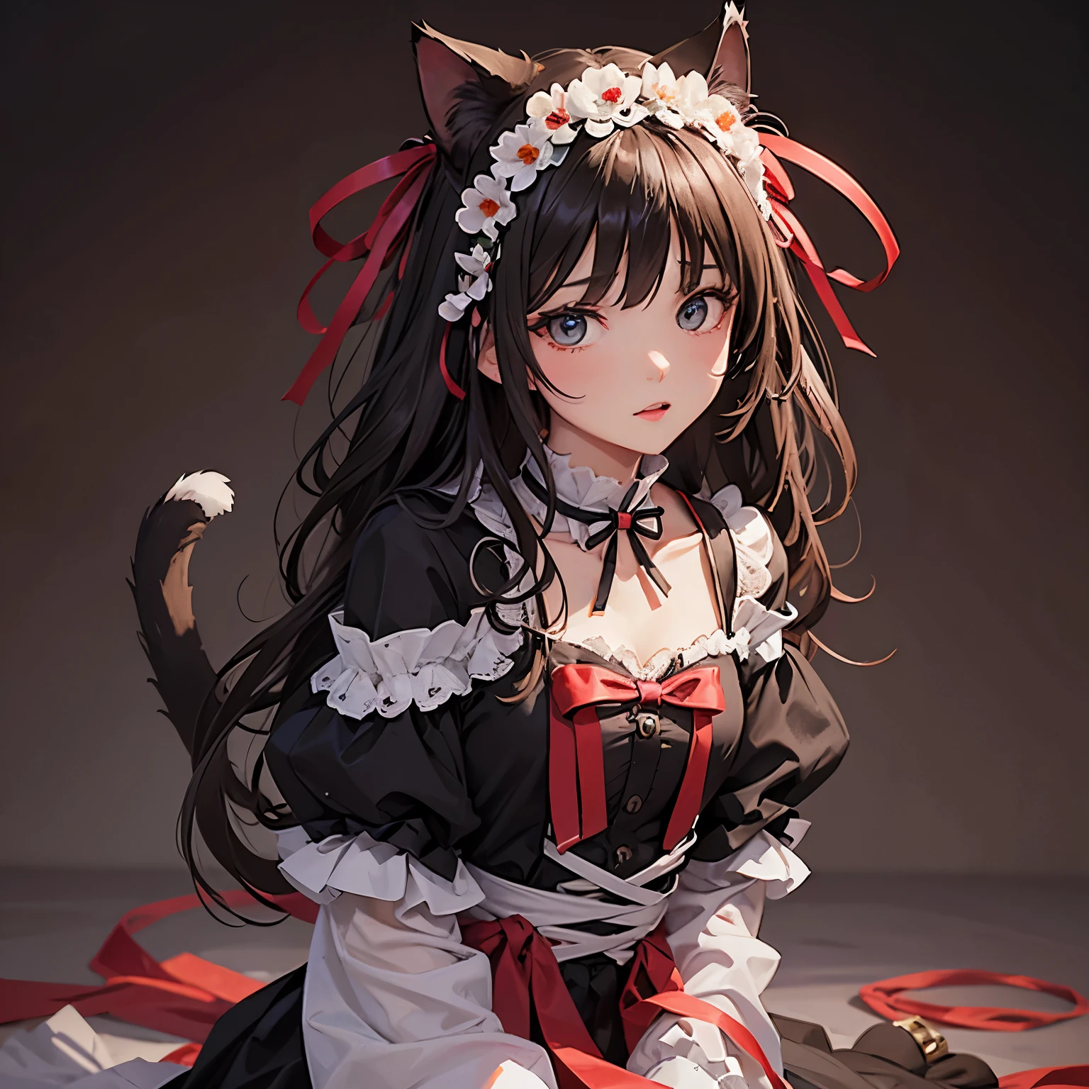 Cat with ribbon