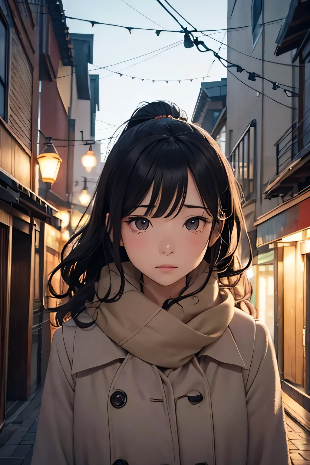 highest quality、High resolution、Detailed Background、(Beautiful face in every detail:1.4)、Anatomically correct、(Draw the usual number of fingers:1.2)、(Detailed facial expressions)、(Detailed eyes:1.2)、(Detailed eyes:1.2)、Beautiful, smooth skin、Teenage beauty、(Highly detailed face:1.4)、
Black Hair、ponytail、Bobcut、Hairstyles that add waves and curls、Perfect body line、Solitude and silence、An ennui atmosphere、Create unique moods and emotions、
Calm autumn scenery、wood々Slowly begins to change color、The scene is fleeting yet beautiful.、An ennui mood begins to drift through the city.、The withering wind blows through、I hear the leaves falling、people々Wear a light coat and scarf.、Walking slowly、As if time was passing slowly、people々There is a quiet melancholy in his expression.、
At dusk, the street lights begin to glow dimly.、people々Little by little, I head home、The hustle and bustle of the city gradually subsides、Silence prevails、The withering winds are getting stronger、Feeling the cold、but、That feeling of loneliness is comfortable、It's as if I'm adapting to the changing seasons、It's like sorting out your inner feelings.、
At night、The city begins to sparkle faintly、The street lights and store lights、Gently lighting up the entire city、Lonely walkers appeared one by one.、Walking while casting a shadow、With a nostalgic feeling、An ennui atmosphereが漂う