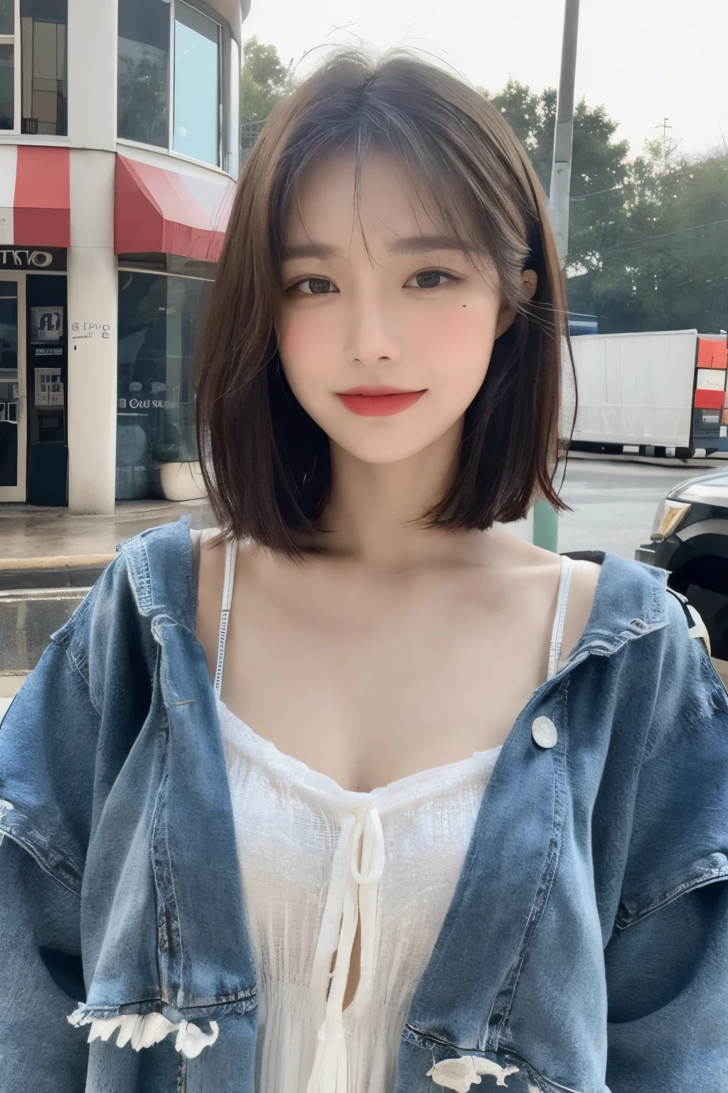 ((best quality, 8K, masterpiece:1.3)), Concentrate upon: 1.2, perfect body beauty: 1.4, hip: 1.2, ((layered haircut, chest: 1.2)), (wet clothes: 1.1), (rain, distance:1.3), bandeau dress: 1.1, Highly detailed face and skin textures, good eyes, double eyelid, Whitening skin, long hair, (shut up: 1.3), laugh, whole body, (whole body), ((whole body)), whole body이 보이는 뷰, full body, casual shoes, 
