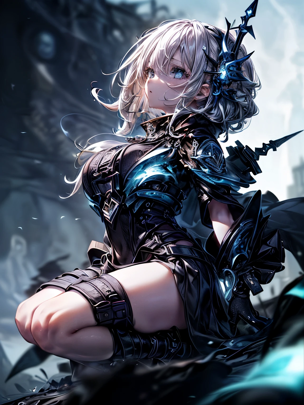 ((((masterpiece, highest quality, Very detailed, very_expensive_solve, big_file size, Full Color)))), ((((Modern stressful society)))), abstract illustration, CG, Dark worldview, Fantasy World, Big black vortex, The Spear of Longinus pierces the black vortex