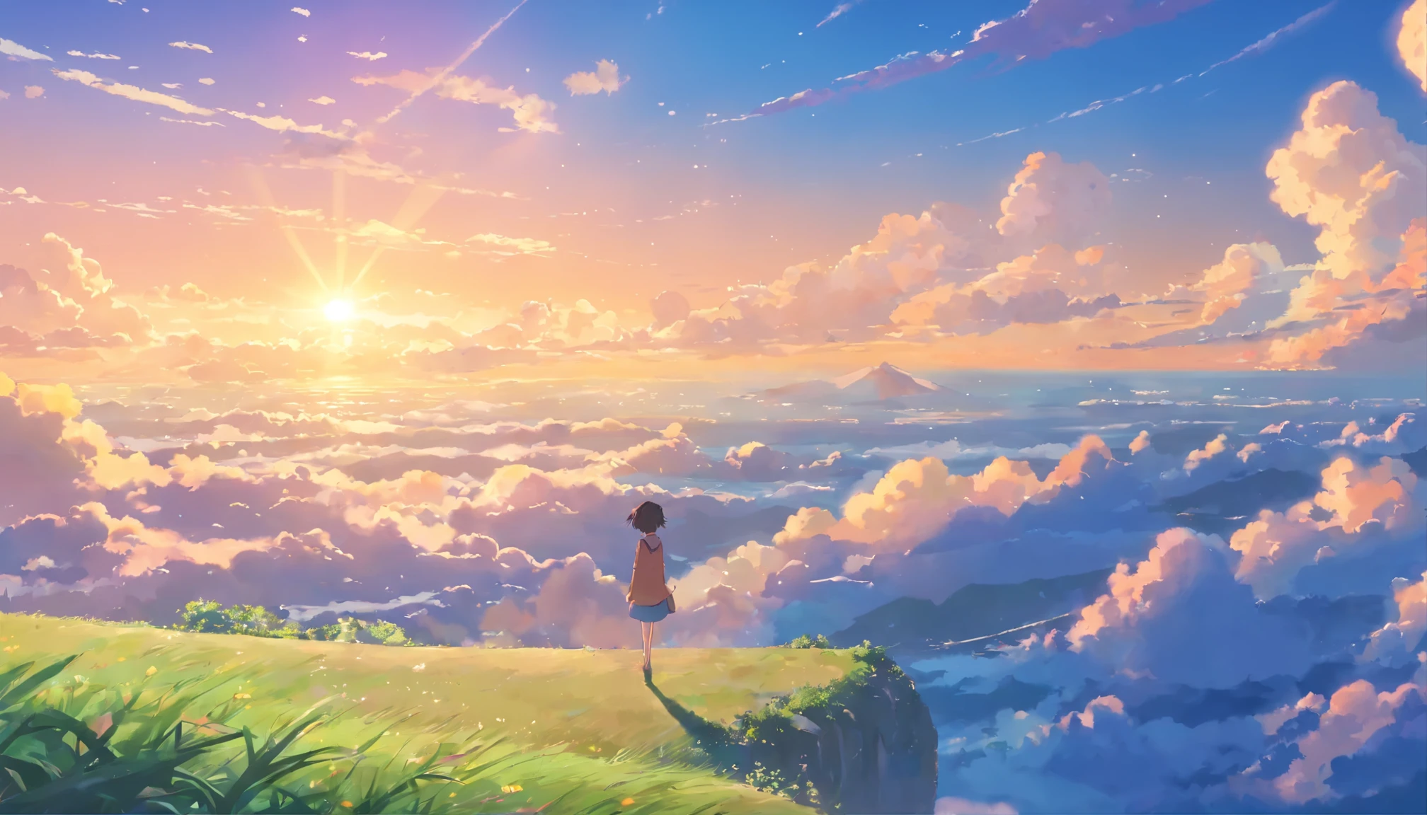 Masterpiece, best quality Still from the movie: 1 girl sleep, On the clouds,Compact details,Beautiful surroundings,dream magical, Miyazaki Animation Film, Ghibli Anime, Happy, Warm Light, Wide Angle, 8k, Super Detail, Accurate, Best Quality