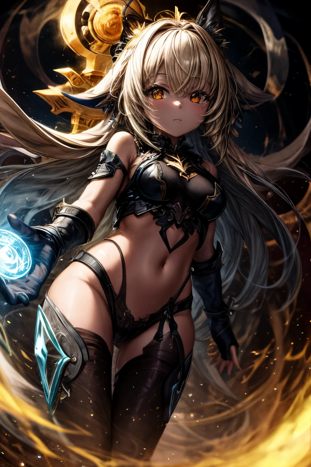 ((((masterpiece, highest quality, Very detailed, very_expensive_solve, big_file size, Full Color)))), ((((Modern stressful society)))), abstract illustration, CG, Dark worldview, Fantasy World, Big black vortex, Light魔法, Wizard, (Light), Magical Vortex, ((Golden Magic)), Lightと闇のコントラスト
